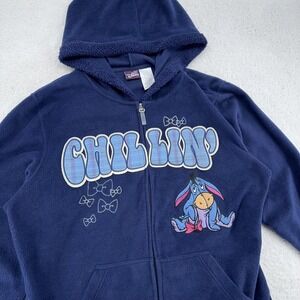 vtg EEYORE CHILLIN' FLEECE FULL ZIP HOODED SWEATSHIRT winnie the pooh disney XL